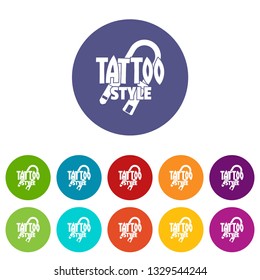 Tattoo style icons color set vector for any web design on white background