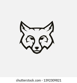 Tattoo style logo with fox head isolated