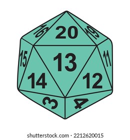 Tattoo Style natural 20 D20 dice roll. Tattoo style image of a d20. Dice