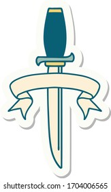Tätowiersticker mit Banner eines Daggers