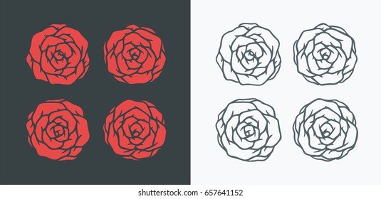 Tattoo style vector roses collection. Vintage monochrome flowers for page decoration, stickers and tattoos. 