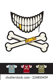 Tattoo styled smile with crossed bones. Great for sticker bombing and t-shirt print.