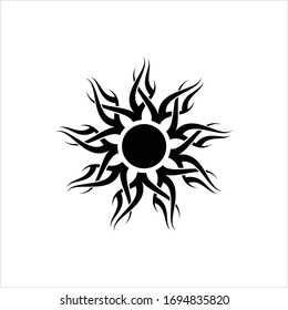 Tattoo Sun, Flame Tribal Vector Art Illustration