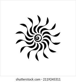 Tattoo Sun, Flame Tribal Vector Art Illustration