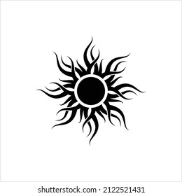 Tattoo Sun, Flame Tribal Vector Art Illustration