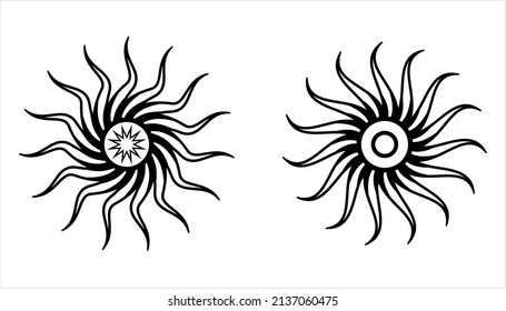 Tattoo Sun, Flame Tribal Vector Art Illustration