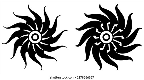 Tattoo Sun, Flame Tribal Vector Art Illustration