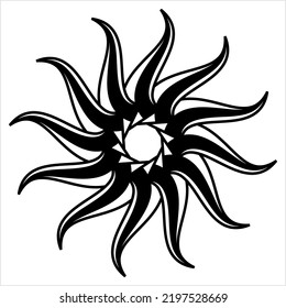 Tattoo Sun, Flame Tribal Vector Art Illustration