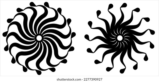 Tattoo Sun, Flame Tribal Vector Art Illustration