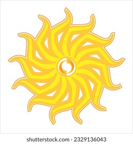 Tattoo Sun, Flame Tribal Vector Art Illustration