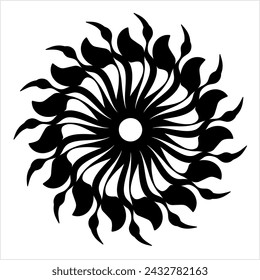 Tattoo Sun, Flame Tribal Vector Art Illustration