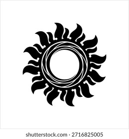 Tattoo Sun, Flame Tribal Vector Art Illustration