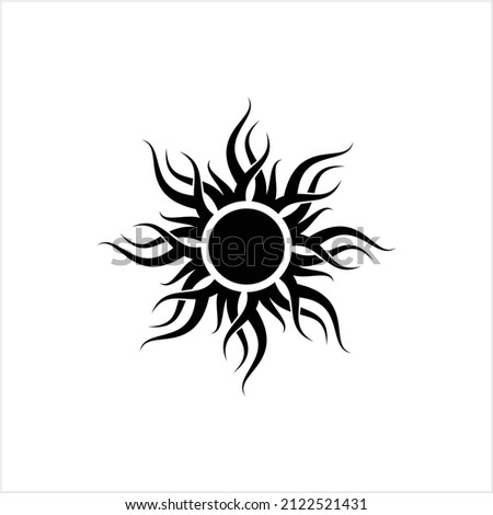 Tattoo Sun, Flame Tribal Vector Art Illustration