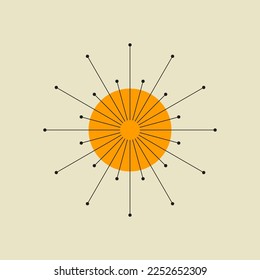 Tattoo sun, thin rays icon. Linear star, sunburst logo