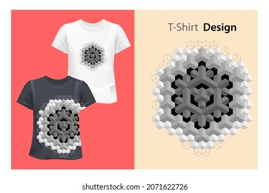 Tattoo Surrealism Artwork with Geometric Shapes. Template for Card, Poster, Banner. Prints on Sweatshirts, T-shirts, Coloring Books, Cases for Mobile Phones, Souvenirs