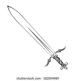 Tattoo sword on a white background