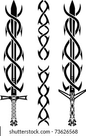 tattoo swords. stencil. vector illustration