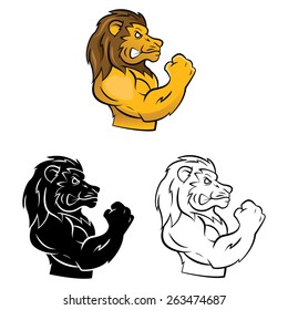 Tattoo Symbol Of Lion Heads set collection,isolated on white background.Vector illustration