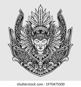 tattoo and t shirt design aztecs women engraving ornament