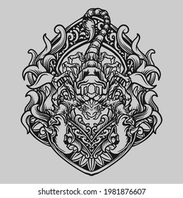 tattoo and t shirt design black and white hand drawn scorpion engraving ornament