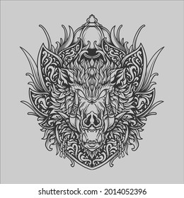 tattoo and t shirt design black and white hand drawn boar engraving ornament