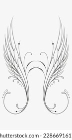 Tattoo And T Shirt Design Black And White Hand Drawing Wings Ornament