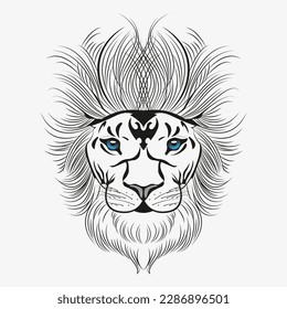 Tattoo And T Shirt Design Black And White Hand Drawing Lion King Head Ornament
