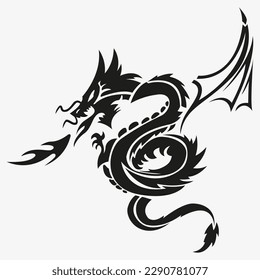 Tattoo And T Shirt Design Black And White Hand Drawing Dragon Ornament