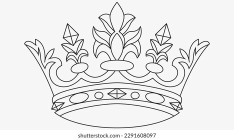 Diseño De Tatuajes Y Camisas En Blanco Y Negro Esbozo De Dibujo De Mano En La Corona Ornamento De La Corona