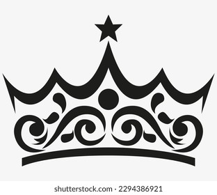 Tattoo And T Shirt Design Black And White Hand Drawing Crown Vector Artwork