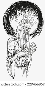 Diseño De Tatuajes Y Camisas En Blanco Y Negro Esqueleto De Dibujo De Mano De Jesucristo Ornamento