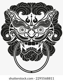 Tattoo And T Shirt Design Black And White Hand Drawing Devil Head Mask Vector Artwork