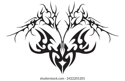 Diseño de Tatuajes Y Camisas en T Vector de dibujo de mano en blanco y negro Ilustración Forma de fantasía especial para Pierna de Brazo o Máscara de Cuerpo