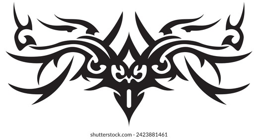 Tattoo And T Shirt Design Black And White Hand Drawing Vector Illustration Special Fantasy Shape On Womb and Thigh