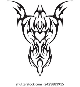 Tattoo And T Shirt Design Black And White Hand Drawing Vector Illustration Special Fantasy Devil With Wings Shape