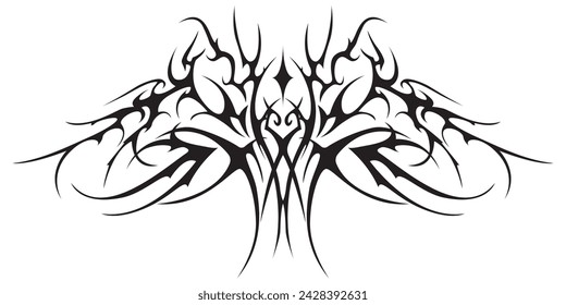 Tattoo And T Shirt Design Black And White Hand Drawing Vector Illustration Special Fantasy Wings Shape