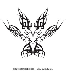 Tattoo And T Shirt Design Black And White Hand Drawing Vector Illustration Special Fantasy Devil Head, Face Mask