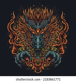 tattoo and t shirt design dragon head engraving ornament artwork