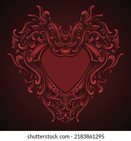 tattoo and t shirt design love hearth engraving ornament artwork