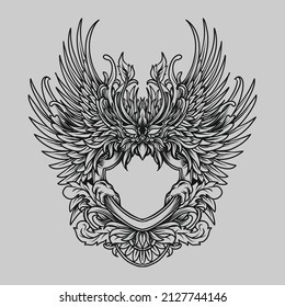 tattoo and t shirt design phoenix engraving ornament