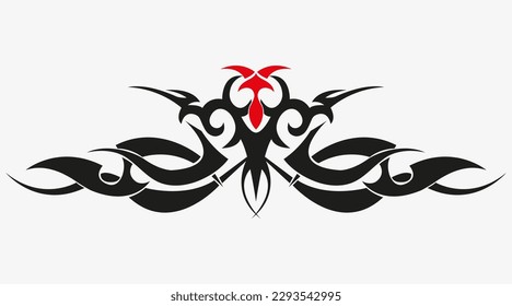 Tattoo And T Shirt Design Red And Black Hand Drawing Fashion Special Pattern Vector Artwork