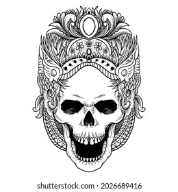 tattoo and t shirt design skull premium vector and crown culture asian 