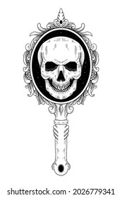 tattoo and t shirt design skull and mirror ornament.eps
