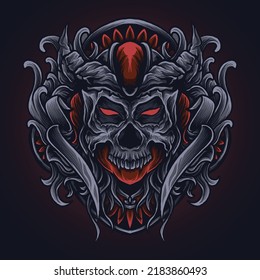 tattoo and t shirt design skull engraving ornament artwork