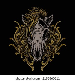 tattoo and t shirt design skull horse ornament artwork