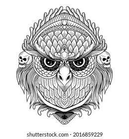tattoo and t shirt design tribal and ornament engraving style black and white