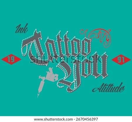 tattoo text print graphics tees