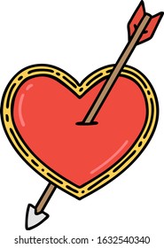 tattoo in traditional style of an arrow and heart