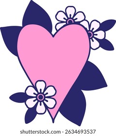 tattoo in traditional style of a botanical heart in bright neon colors