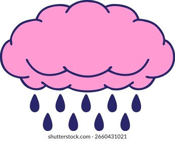 Tatuaje en estilo tradicional de una nube que llueve en color de neón brillante